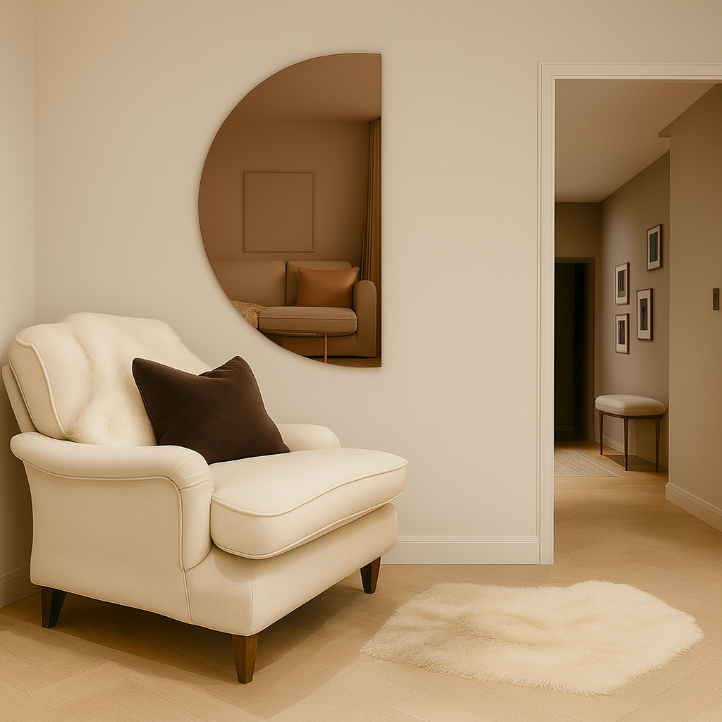 Half-Moon Bronze-Tinted Frameless Mirror