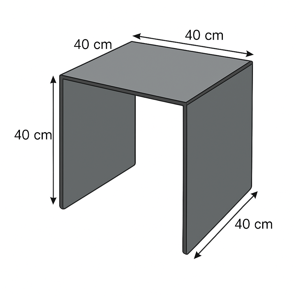 Small Smoked Glass Side Table | 10mm Tempered Grey Tint Glass, Frameless & UV Bonded