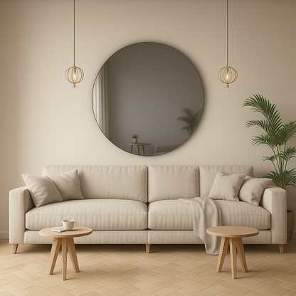 Grey Tinted Contemporary Round Frameless Mirror