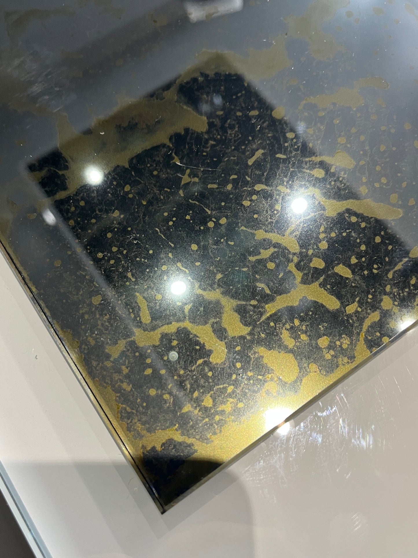 Grey with Gold & Copper Antique Tempered Mirror Hob Splashback – Heat Resistant Kitchen Splashback (5 Sizes)