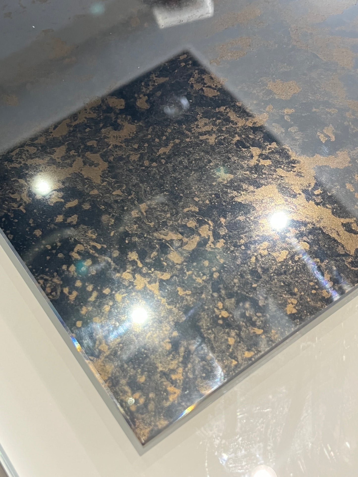 Grey with Copper Antique Tempered Mirror Hob Splashback – Heat Resistant Kitchen Splashback (5 Sizes)