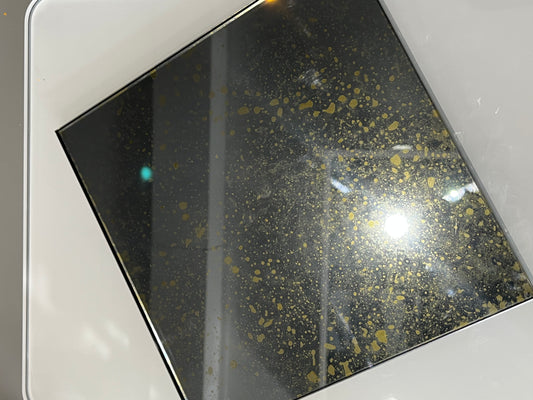 Grey with Gold Antique Tempered Mirror Hob Splashback – Heat Resistant Kitchen Splashback (5 Sizes)