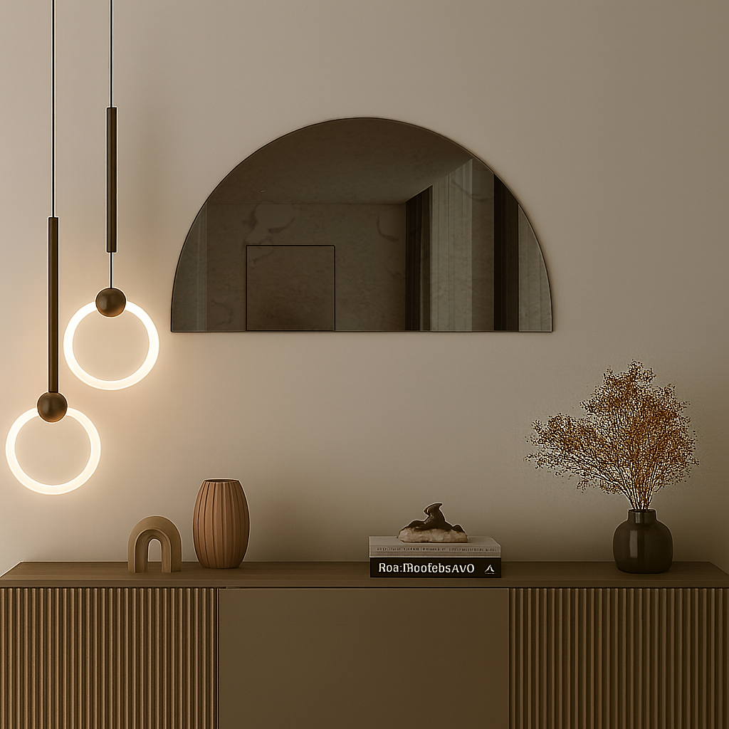 Half-Moon Antique Bronze Frameless Wall Mirror