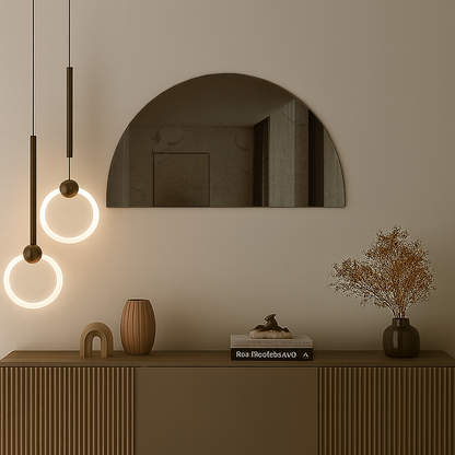 Half-Moon Antique Bronze Frameless Wall Mirror