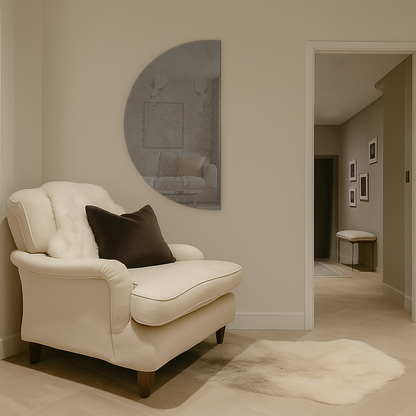 Half-Moon Antique Grey Frameless Wall Mirror