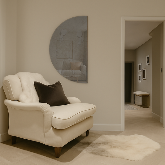 Half-Moon Antique Grey Frameless Wall Mirror