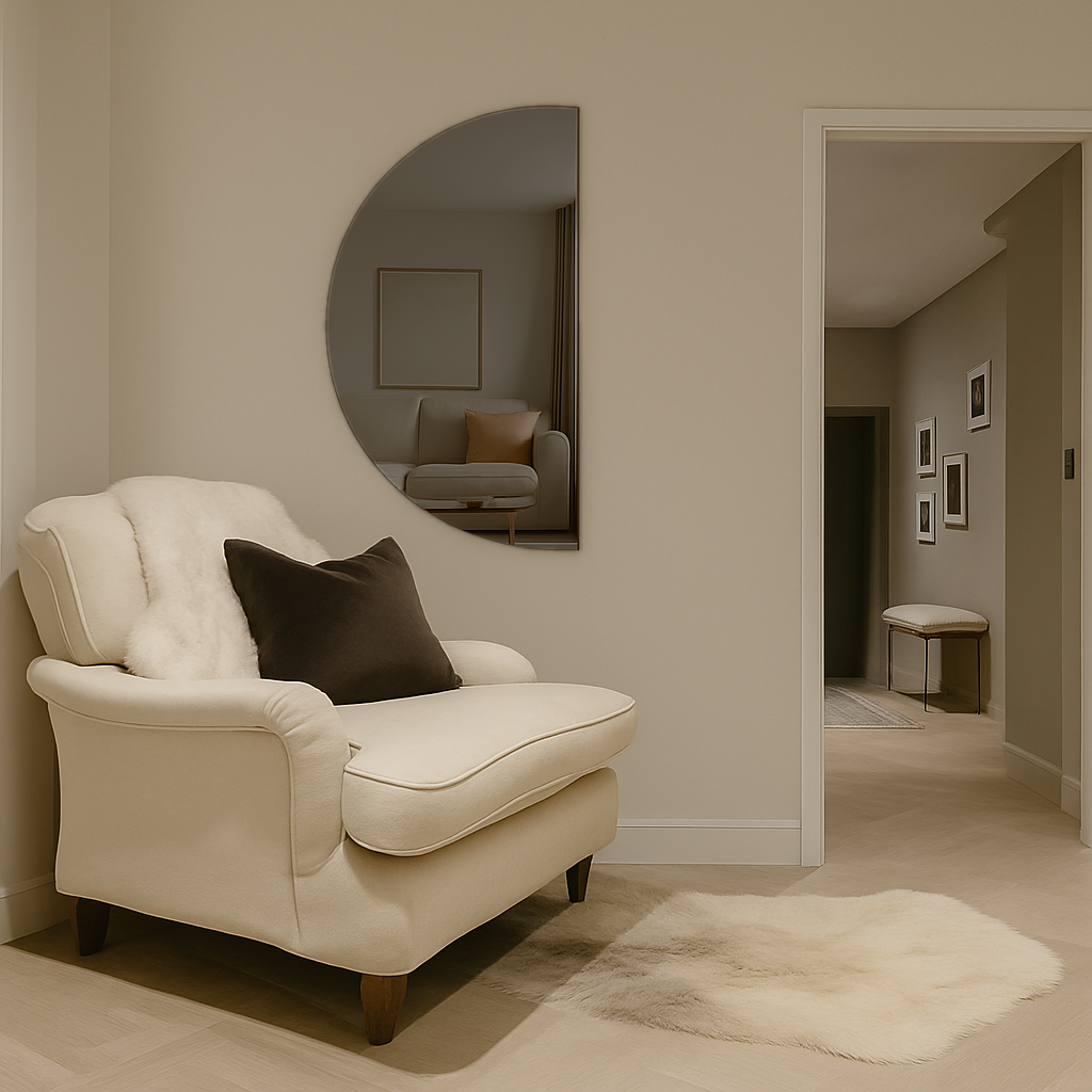 Half-Moon Grey-Tinted Frameless Mirror