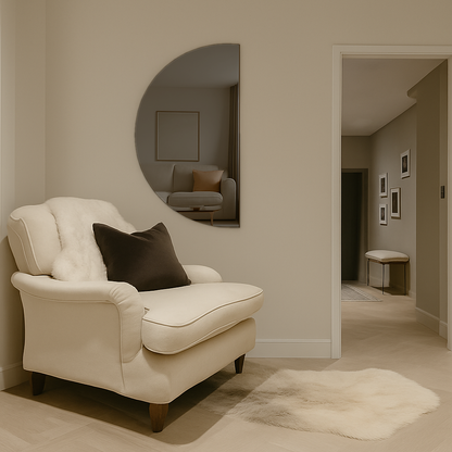 Half-Moon Grey-Tinted Frameless Mirror