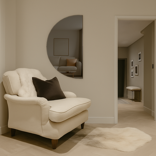 Half-Moon Grey-Tinted Frameless Mirror