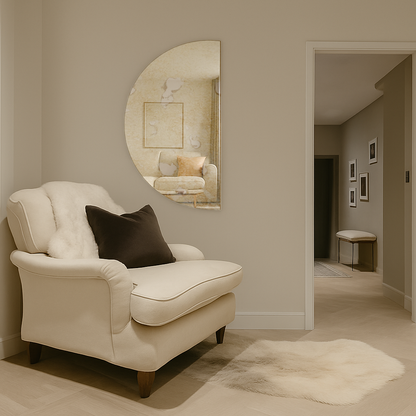 Half-Moon Antique Silver Frameless Wall Mirror