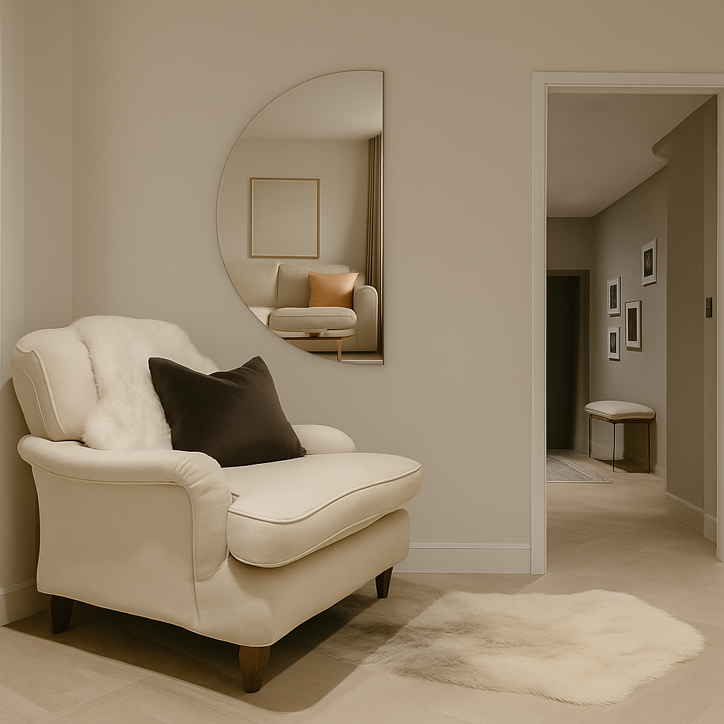 Half-Moon Silver Frameless Wall Mirror