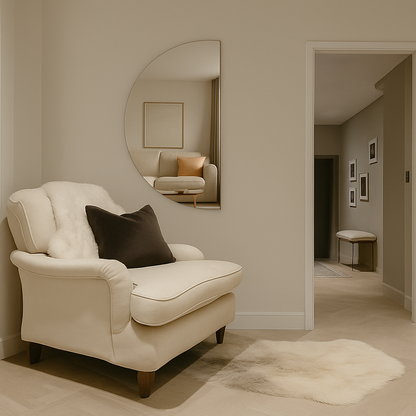 Half-Moon Silver Frameless Wall Mirror