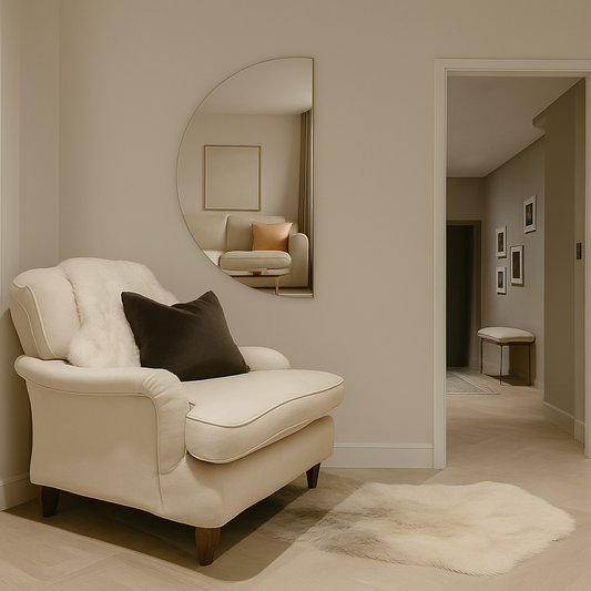 Half-Moon Silver Frameless Wall Mirror