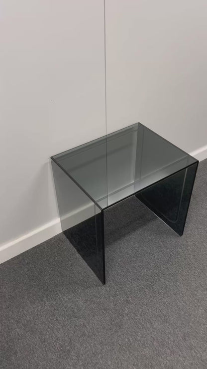 Large Smoked Glass Side Table | 10mm Tempered Grey Tint Glass, Frameless & UV Bonded