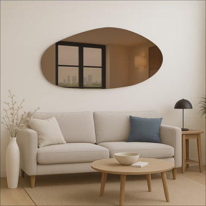 Bronze Tinted Frameless Irregular Shape Wall Mirror