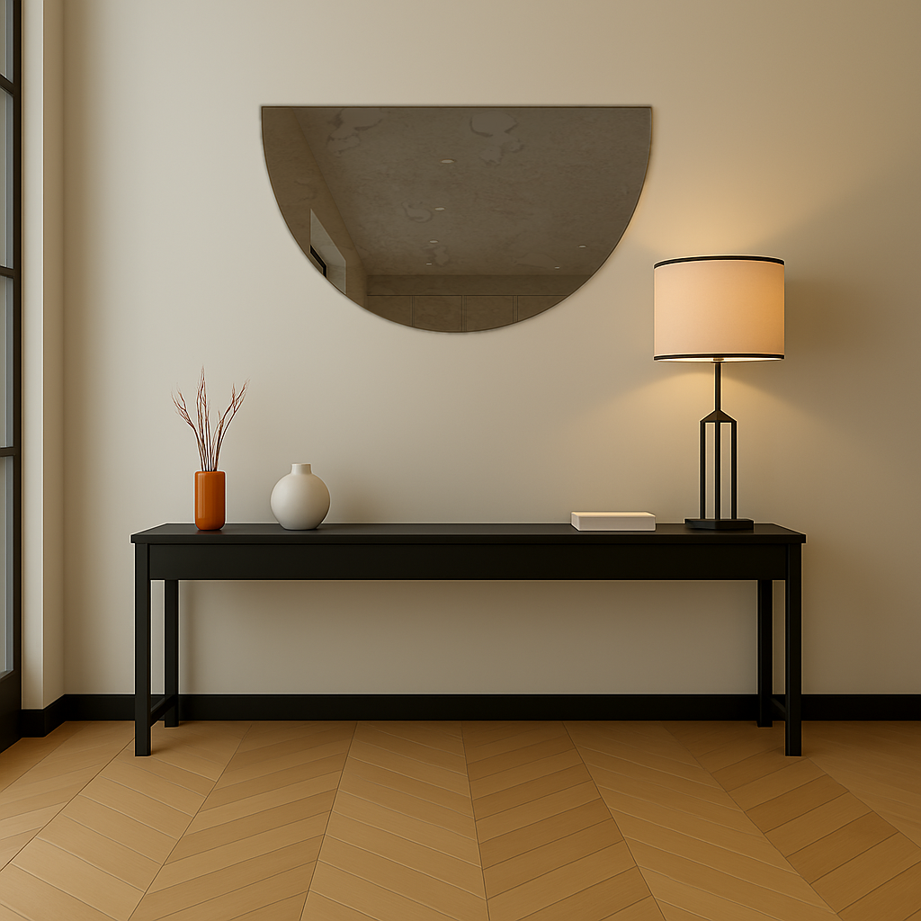 Half-Moon Antique Bronze Frameless Wall Mirror