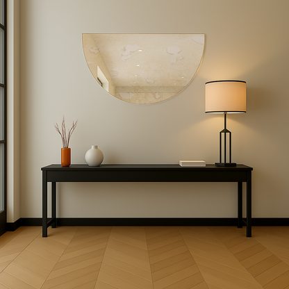 Half-Moon Antique Silver Frameless Wall Mirror