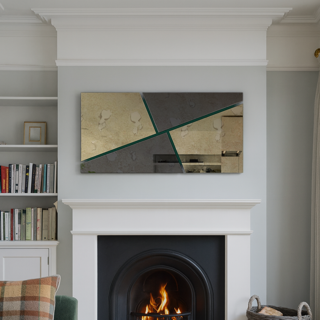 XL RIMA/ Customisable Frameless Geometric Line Mirror – 120cm x 60cm | Modern Decorative Wall Mirror