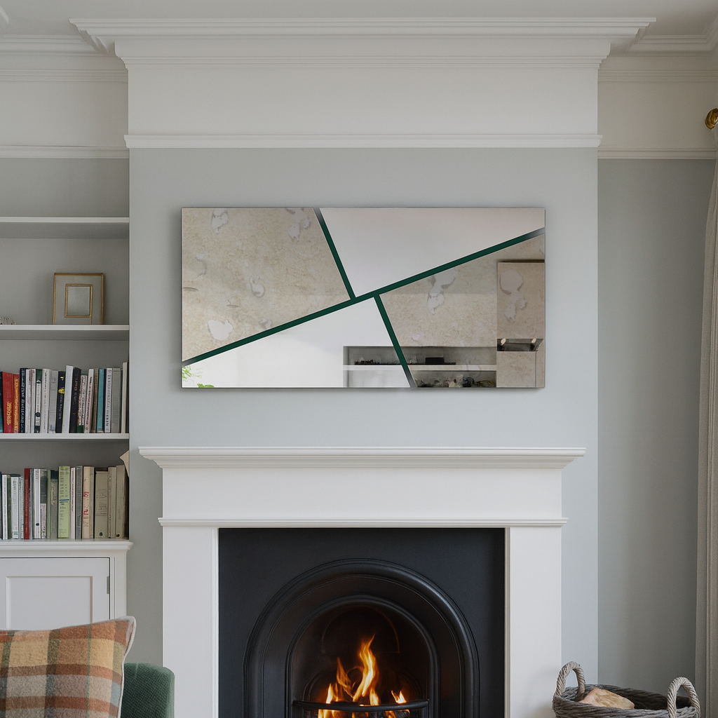 XL RIMA/ Customisable Frameless Geometric Line Mirror – 120cm x 60cm | Modern Decorative Wall Mirror