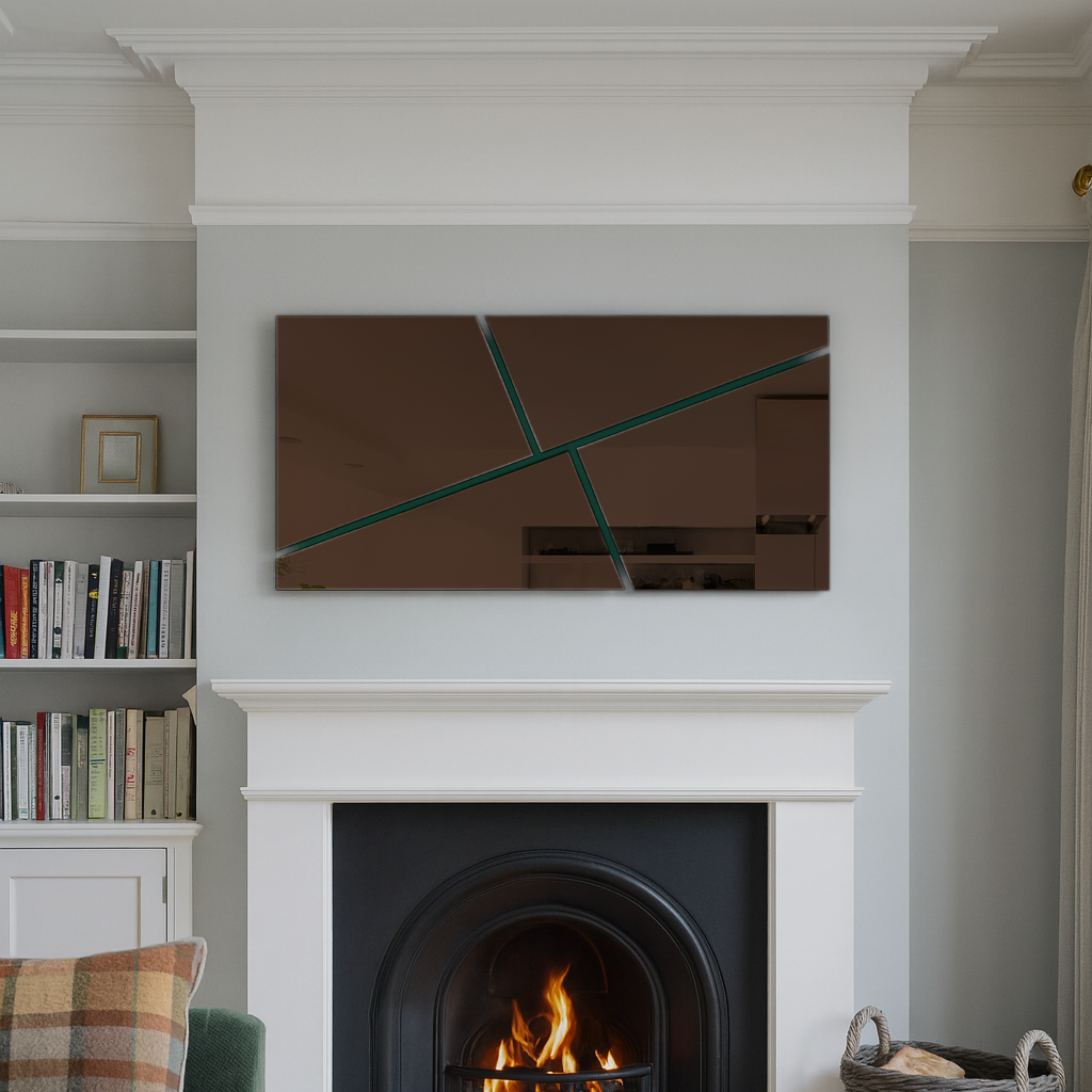 XL RIMA/ Customisable Frameless Geometric Line Mirror – 120cm x 60cm | Modern Decorative Wall Mirror