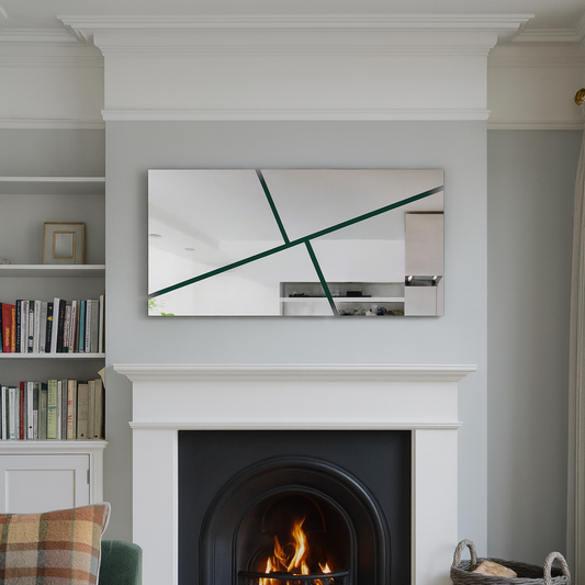 XL RIMA/ Customisable Frameless Geometric Line Mirror – 120cm x 60cm | Modern Decorative Wall Mirror